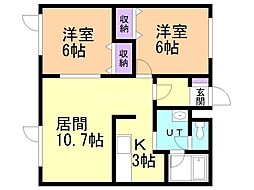 ハラハイム2 2LDKの間取図画像