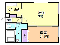 グランメール平和通5 1LDKの間取図画像