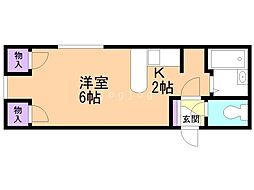 サンレーブ南郷 1Kの間取図画像