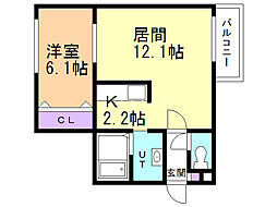 southnana 1LDKの間取図画像