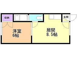 第5正和ハイツ 1LDKの間取図画像