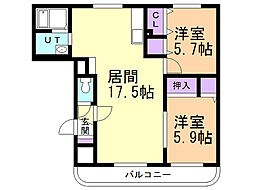 K・パーク3・5 2LDKの間取図画像
