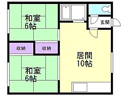 菊水ハイツ 2LDKの間取図画像
