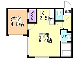 エクセル東札幌 1LDKの間取図画像