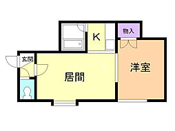 ビクターハイム1 1DKの間取図画像