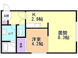 サザンフィールド東札幌 1LDKの間取図画像