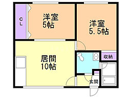プラザ17 2LDKの間取図画像
