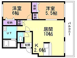 ポプラパークMS2 2LDKの間取図画像