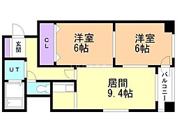 エスパシオ白石 2DKの間取図画像