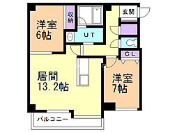グランツコート 2LDKの間取図画像