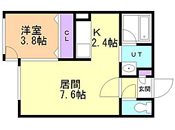 フロレスタ43° 1LDKの間取図画像