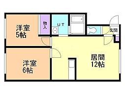 ハイツかねいちA 2LDKの間取図画像
