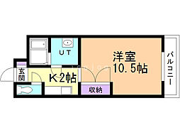 グランドソレイユ 1Kの間取図画像