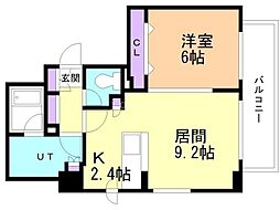 F008 1LDKの間取図画像