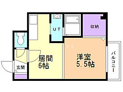 エクセレントハウス豊平37 1DKの間取図画像