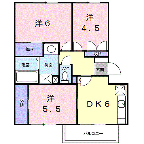 エルディム本町III 205｜和歌山県御坊市薗(賃貸アパート3DK・2階・55.71㎡)の写真 その2