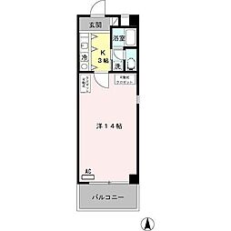 RISE COURT BW 2階1Kの間取り