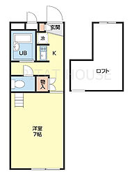 アゼリア 1階1Kの間取り