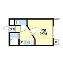 グリーンプラザ谷町弐番館 1階1Kの間取り