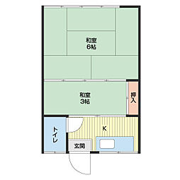 千秋荘 2階2Kの間取り