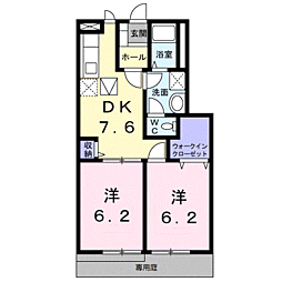 ドウセゾン 1階2DKの間取り