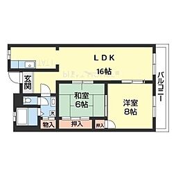 プレゼンス西浜 1階2LDKの間取り