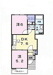 アヴニール　I 1階2DKの間取り