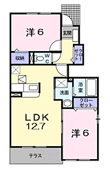 フレスコビエント　II 1階2LDKの間取り