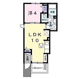 サーレ・内本町 1階1LDKの間取り