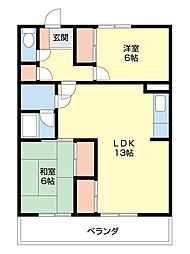 Nビル向陽館 2階2LDKの間取り