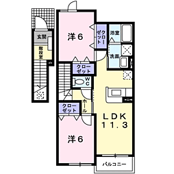 パルテールII 2階2LDKの間取り