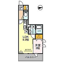D-room桑ノ木 2階1LDKの間取り