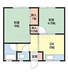 メゾン山光 2階2DKの間取り
