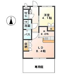 SUN  PATIOIII 1階1LDKの間取り