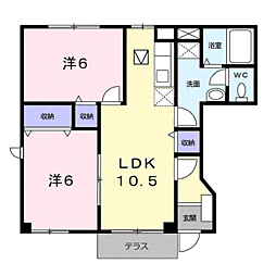 セレッソ 1階2LDKの間取り