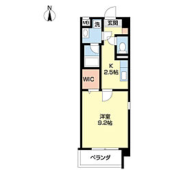 フランディル 2階1Kの間取り