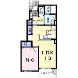 ポルトラーノV 1階1LDKの間取り
