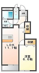 ゼン・フィオーレ 1LDKの間取図画像