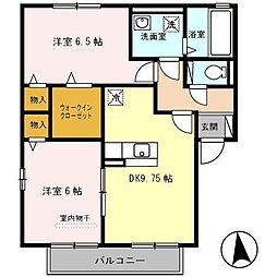 グレイス藤並　A棟 2階2DKの間取り