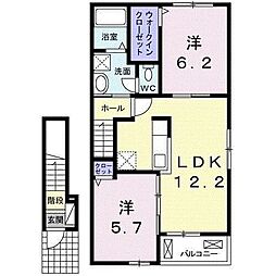 カンタービレ西浜I 2階2LDKの間取り