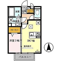 ラ・フルール西高松 1階1DKの間取り