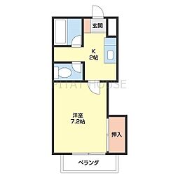 グリーンフルゆう 1Kの間取図画像