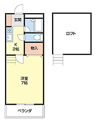 レオ紀三井寺 1Kの間取図画像