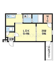フジパレス和歌山黒田2番館 1LDKの間取図画像