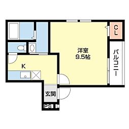 フジパレス和歌山駅南2番館 1Kの間取図画像