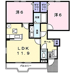 クレメントD 2LDKの間取図画像