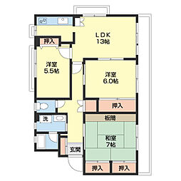 ライジング関戸 3LDKの間取図画像