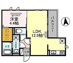 D-room宇須光 1LDKの間取図画像