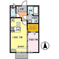 グランディール 1LDKの間取図画像