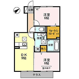 D-roomパストラーレ 2DKの間取図画像